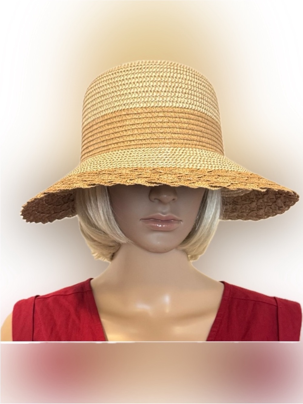 NEW✨NEW✨Tory Burch Two-Tone Woven Straw Cloche Hat- UPF 50+ - Picture 13 of 13